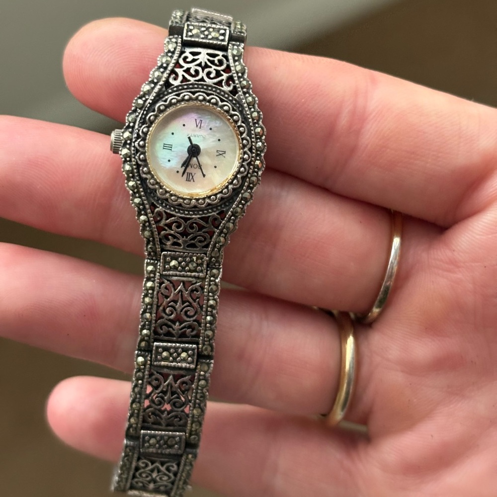 Vintage 925 Sterling Silver Filigree Ladies Wristwatch – Ornate Bracelet Style
